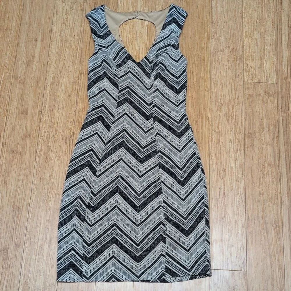 Chelsea & Violet Black and Tan Chevron Tank Dress Size XS